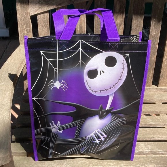 Disney Jack Skellington Tote Spider Web Purple Black Bag New - Picture 1 of 13